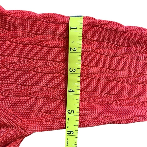 Lauren Ralph Lauren Wide Neck Cozy Red Cable Knit Sweater Silky Cotton Blend XL - Picture 11 of 14